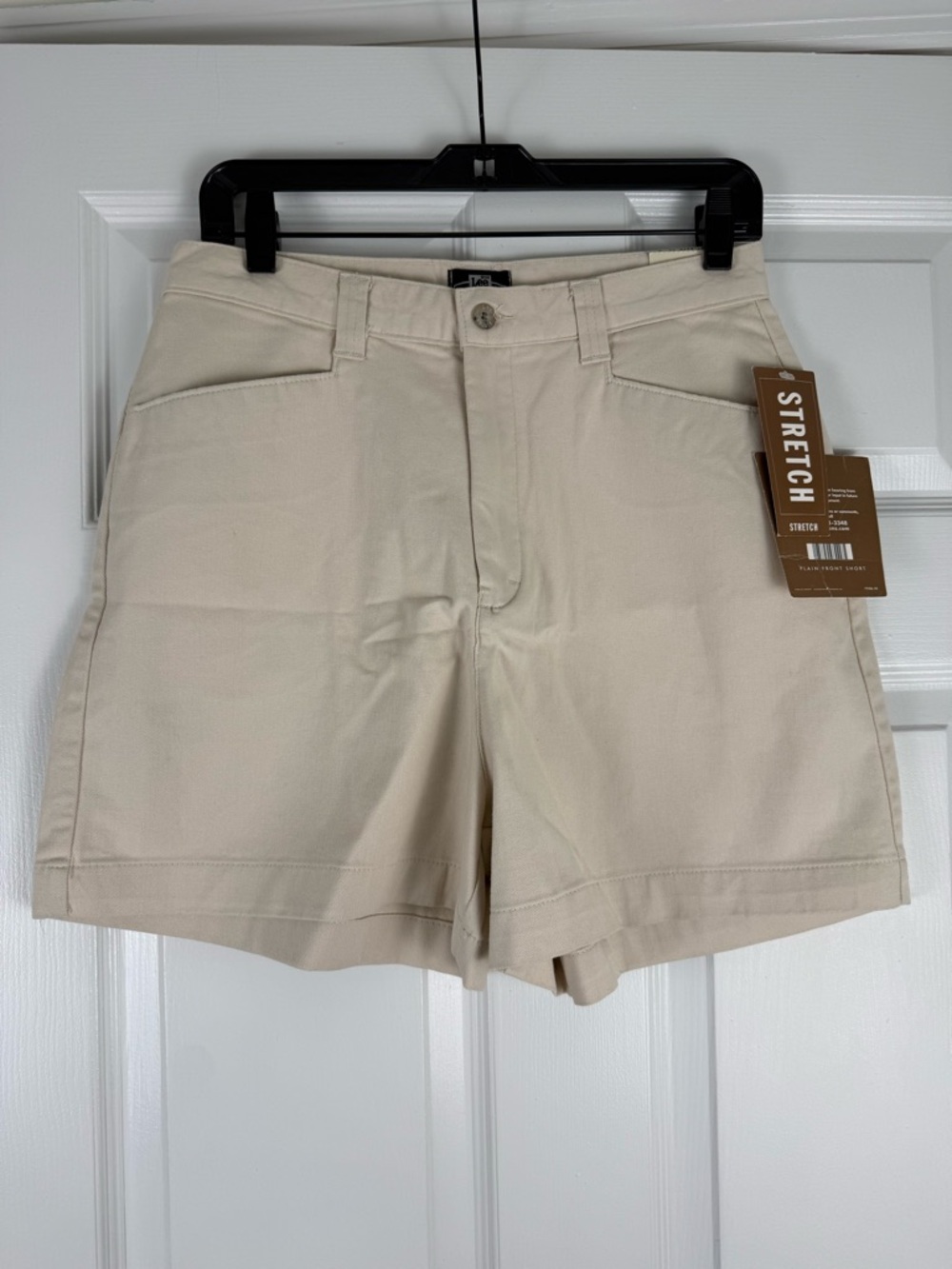 NWT Stretch Twill High-Rise Basic Shorts in Beige Size 12 4” Inseam